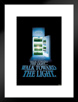 Walk Toward The Light Beer In Fridge Funny Matted Framed Art Print Wall Decor 20x26 inch