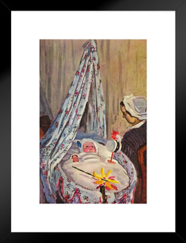 Claude Monet Jean Monet In His Cradle Impressionist Art Posters Claude Monet Prints Nature Landscape Painting Claude Monet Canvas Wall Art French Decor Matted Framed Art Wall Decor 20x26