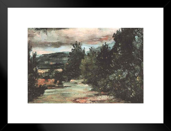Cezanne River In The Plain Impressionist Posters Paul Cezanne Art Prints Nature Landscape Painting Flower Wall Art French Artist Wall Decor Garden Romantic Art Matted Framed Art Wall Decor 26x20