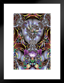 Dragonfly Fractal Matted Framed Art Print Wall Decor 20x26 inch