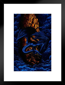 Midnight Dragon Matted Framed Art Print Wall Decor 20x26 inch