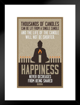 Thousands of Candles Happiness Buddha Famous Motivational Inspirational Quote Matted Framed Art Print Wall Decor 20x26 inch