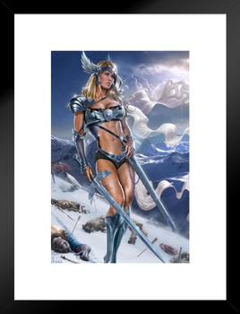 Valkyrie Warrior Woman Tom Wood Fantasy Art Matted Framed Art Print Wall Decor 20x26 inch