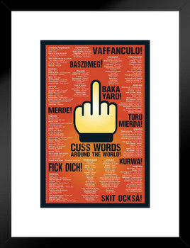 Cuss Words Around The World Languages Matted Framed Art Print Wall Decor 20x26 inch