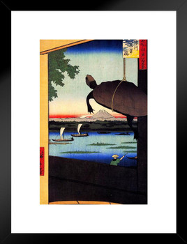 Utagawa Hiroshige Mannen Bridge Fukagawa Mannenbashi Japanese Art Poster Traditional Japanese Wall Decor Hiroshige Woodblock Landscape Artwork Animal Asian Print Matted Framed Art Wall Decor 20x26