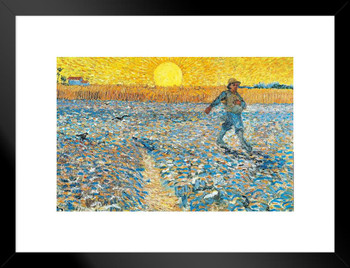 Vincent Van Gogh The Sower 1888 Van Gogh Wall Art Impressionist Painting Style Nature Spring Flower Wall Decor Landscape Field Bouquet Poster Romantic Artwork Matted Framed Art Wall Decor 26x20