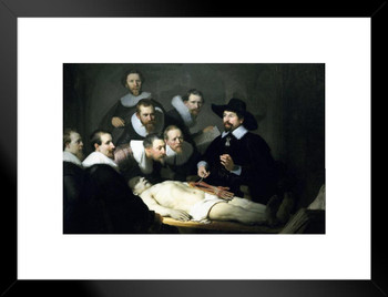 Rembrandt Anatomy Lesson of Dr Nicolaes Tulp Poster 1632 Oil On Canvas Painting Medical Doctor Dissection Artwork Matted Framed Art Wall Decor 26x20