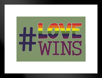 Love Wins Rainbow II Hashtag Matted Framed Art Print Wall Decor 20x26 inch