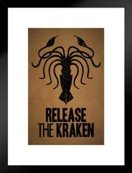 Release The Kraken Brown Matted Framed Art Print Wall Decor 20x26 inch
