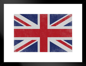 Flags Union Jack British Union Flag Royal Union United Kingdom Distressed Textured Matted Framed Art Print Wall Decor 26x20 inch