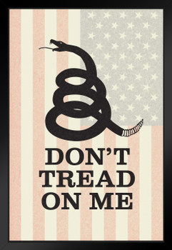 Gadsden Flag Dont Tread On Me Rattlesnake Coiled To Strike Old Glory Faded Textured Matted Framed Art Print Wall Decor 20x26 inch