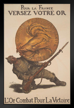 WPA War Propaganda France Give Your Gold Fight For Victory Pour France Versez Votre Matted Framed Wall Art Print 20x26
