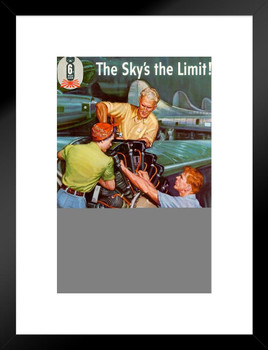 WPA War Propaganda The Sky Is The Limit Keep Buying War Bonds Matted Framed Wall Art Print 20x26