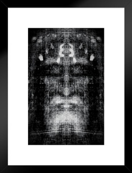 Shroud Of Turin Black And White Negative Inspirational Motivational Religious Matted Framed Wall Art Print 20x26