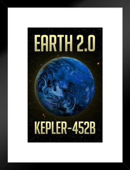 Earth 2 Kepler 452B Earthlike Planet Matted Framed Art Print Wall Decor 20x26 inch