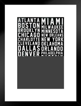 Sports Team Cities White Text Matted Framed Art Print Wall Decor 20x26 inch