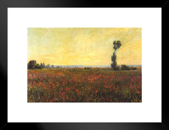Claude Monet Red Poppy Field Impressionist Art Posters Claude Monet Prints Nature Landscape Painting Claude Monet Canvas Wall Art French Wall Decor Monet Art Matted Framed Art Wall Decor 26x20