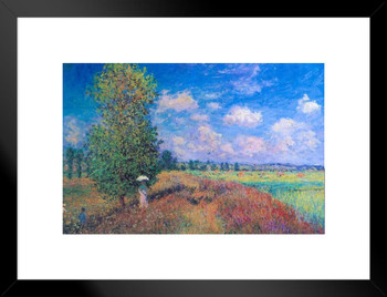 Claude Monet Summer Poppy Field 1875 Oil On Canvas French Impressionist Artist Art Matted Framed Wall Art Print 20x26