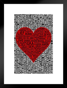 Words Love Red Matted Framed Art Print Wall Decor 20x26 inch