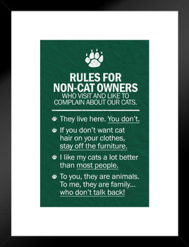 Cat Rules For Non Cat Owners Cat Poster Funny Wall Posters Kitten Posters for Wall Motivational Cat Poster Funny Cat Poster Inspirational Cat Poster Matted Framed Art Wall Decor 20x26