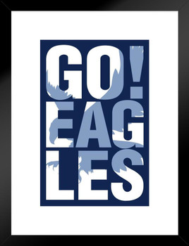 Mascots Go Eagles Blue Matted Framed Art Wall Decor 20x26