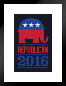 Vote Republican 2016 Elephant Logo Dark Matted Framed Art Print Wall Decor 20x26 inch