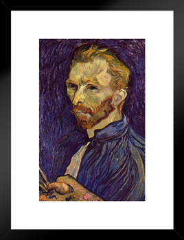 Vincent Van Gogh Self Portrait Saint Remy Van Gogh Wall Art Impressionist Portrait Painting Style Fine Art Home Decor Realism Romantic Artwork Decorative Decor Matted Framed Art Wall Decor 20x26