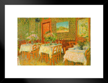 Vincent Van Gogh Interior of a Restaurant Van Gogh Wall Art Impressionist Painting Style Nature Spring Flower Landscape Bouquet Poster Romantic Artwork Matted Framed Art Wall Decor 26x20