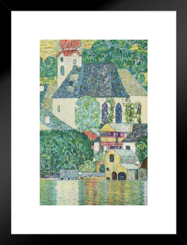 Gustav Klimt Church in Unterach on Lake Attersee Art Nouveau Print and Posters Gustav Klimt Canvas Wall Art Fine Art Nature Landscape Abstract Painting Matted Framed Art Wall Decor 20x26