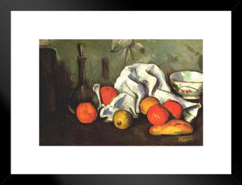 Cezanne Still Life With Fruits Impressionist Posters Paul Cezanne Art Prints Nature Landscape Painting Fruit Wall Art French Artist Wall Decor Table Romantic Art Matted Framed Art Wall Decor 26x20