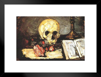 Cezanne Skull and Candlestick Impressionist Posters Paul Cezanne Art Prints Nature Landscape Painting Flower Wall Art French Artist Garden Romantic Art Matted Framed Art Wall Decor 26x20