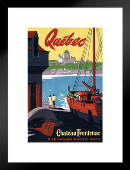 Quebec Chateau Frontenac Vintage Illustration Travel Art Deco Vintage French Wall Art Nouveau 1920 French Advertising Vintage Poster Prints Art Nouveau Decor Matted Framed Art Wall Decor 20x26