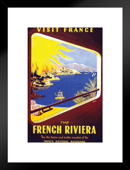 The French Riviera Vintage Illustration Travel Art Deco Vintage French Wall Art Nouveau 1920 French Advertising Vintage Poster Prints Art Nouveau Decor Matted Framed Art Wall Decor 20x26