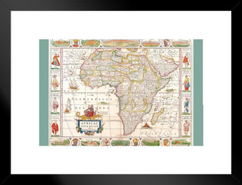 Map of Africa by Nicolass Visscher Antique Vintage Style Travel World Map with Cities in Detail Map Posters for Wall Map Art Wall Decor Geographical Illustration Matted Framed Art Wall Decor 20x26