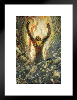 Reign of Wizardry by Frank Frazetta Wall Art Gothic Fantasy Decor Frank Frazetta Artwork Scary Art Prints Horror Battle Posters Frazetta Illustration Death Gore Matted Framed Art Wall Decor 20x26