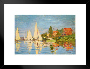 Claude Monet Regattas at Argenteuil 1872 French Impressionist Matted Framed Wall Art Print 20x26
