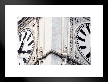 Clock Tower of Wrigley Building Chicago Illinois Close Up Photo Matted Framed Art Print Wall Decor 26x20 inch