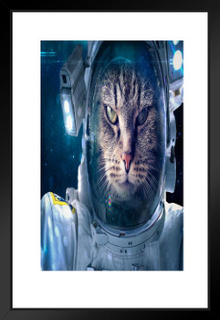 Cat in Space Funny Outer Space Cat Poster Funny Wall Posters Kitten Posters for Wall Motivational Cat Poster Funny Cat Poster Inspirational Cat Poster Matted Framed Art Wall Decor 20x26