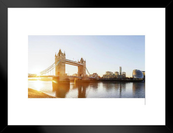 Iconic Tower Bridge London England at Sunrise Photo Matted Framed Art Print Wall Decor 26x20 inch