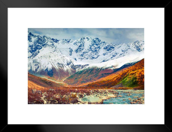 Shkhara Peak Caucasus Mountains Svaneti Region Georgia Photo Matted Framed Art Print Wall Decor 26x20 inch