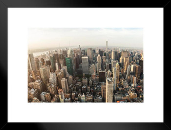 New York City Manhattan Aerial View Photo Matted Framed Art Print Wall Decor 20x26 inch