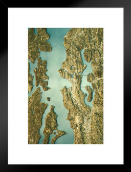 Seattle Washington Satellite View Topographic Map Landscape Photo Matted Framed Art Print Wall Decor 20x26 inch