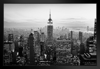 Empire State Building New York City NYC Skyline B&W Photograph Photo Art Print Matted Framed Wall Art 26x20 inch