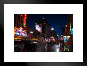 Hollywood Boulevard at Night El Capitan Theatre Dolby Theatre Photo Matted Framed Art Print Wall Decor 26x20 inch