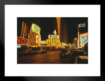 Neon Signs on Freemont Street Downtown Las Vegas DTLV Nevada Photo Matted Framed Art Print Wall Decor 26x20 inch
