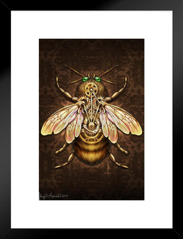 Steampunk Bee by Brigid Ashwood Insect Wall Art Bumble Bee Print Bumblebee Pictures Wall Decor Insect Art Bee Decor Insect Poster Matted Framed Art Wall Decor 20x26