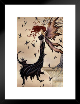Mystique Floating Butterfly Fairy by Amy Brown Fantasy Poster Winged Butterflies Animal Nature Matted Framed Art Wall Decor 20x26