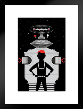 Lost In Space Will Robinson and Robot (Black) by Ty Mattson Matted Framed Art Print Wall Decor 20x26 inch