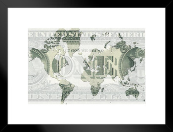 World Money Global Finance and Business Matted Framed Art Print Wall Decor 26x20 inch