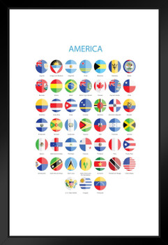 Flags of North Central and South America Country World Classroom Reference Educational Teacher Learning Homeschool Chart Display Supplies Teaching Aide Matted Framed Art Wall Decor 20x26